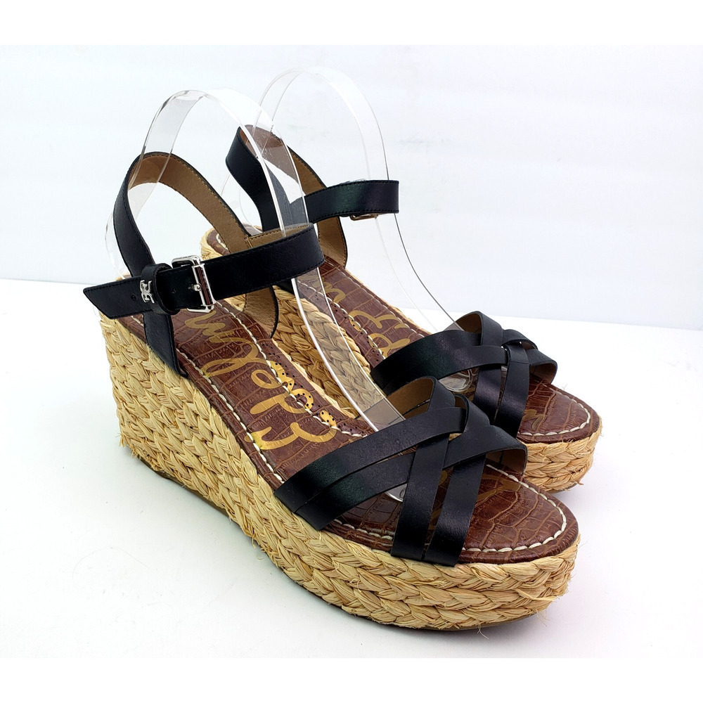Sam Edelman Darline Womens Size 11 Black Platform Wedge Espadrille Sandals